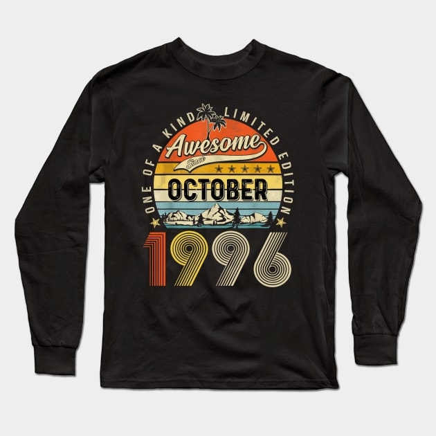 Awesome Since October 1996 Vintage 27th Birthday Long Sleeve T-Shirt by Marcelo Nimtz